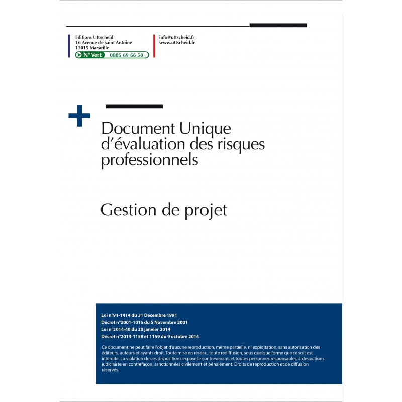 Document unique d'évaluation des risques professionnels métier : Gestion de projet - Version 2024