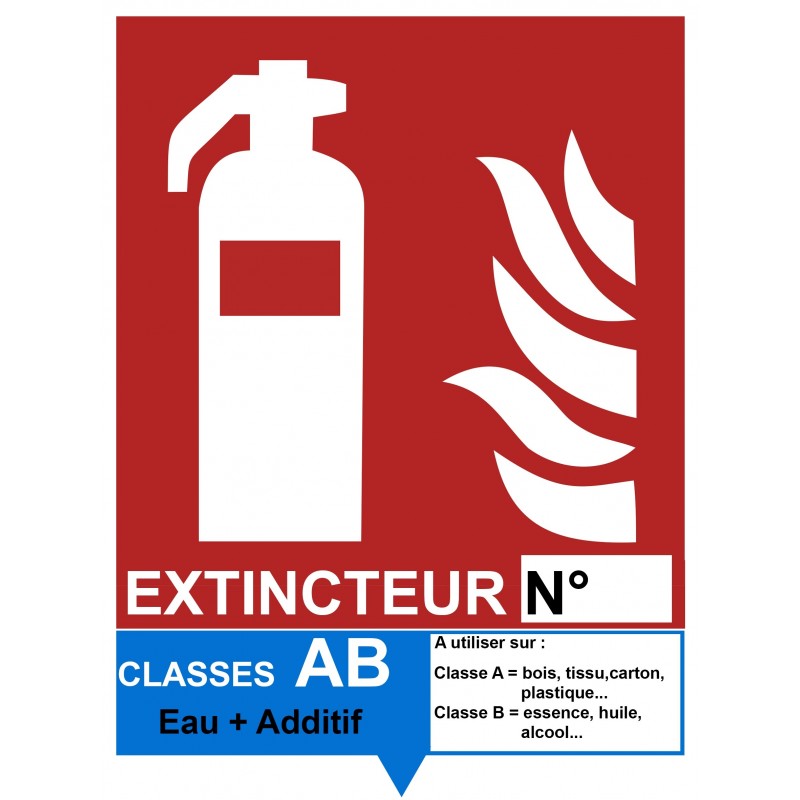 Signalétique extincteur AB Eau + Additif - L.150 x H.200 mm Signalétique extincteur AB Eau + Additif - L.150 x H.200 mm