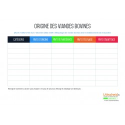 Affichage origine des viandes bovines