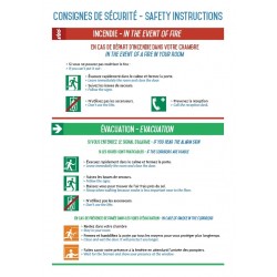 Consigne de sécurité (Chambres) pour les Hôtels en Français et Anglais