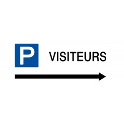 Panneau parking visiteurs flèche droite  - Support PVC 2mm