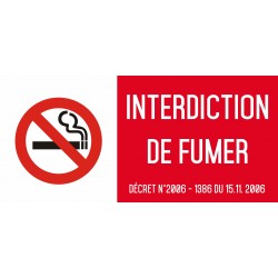 Interdiction de fumer - Autocollant vinyl waterproof - L.200 x H.100 mm