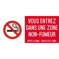 Vous entrez dans une zone non fumeur- Autocollant vinyl waterproof - L.200 x H.100 mm