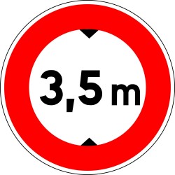 Accès interdit aux véhicules de plus de 3,5 m - Autocollant vinyl waterproof - Diamètre de 200 mm