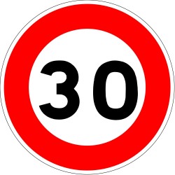 Panneau de limitation de vitesse à 30 km/h - Autocollant vinyl waterproof - Diamètre de 200 mm