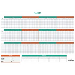 Planning d'organisation des congés - Année civile 2016  - Plastifié et effaçable. Feutre fourni.
