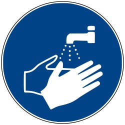Panneaux de signalisation obligation. Lavage des mains obligatoire