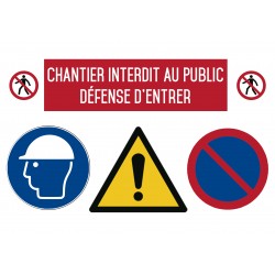 Chantier interdit au public défense d'entrer - Autocollant vinyl waterproof - L.297 x H.420 mm