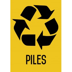 Recyclage piles - Autocollant vinyl waterproof - L.210 x H.297 mm